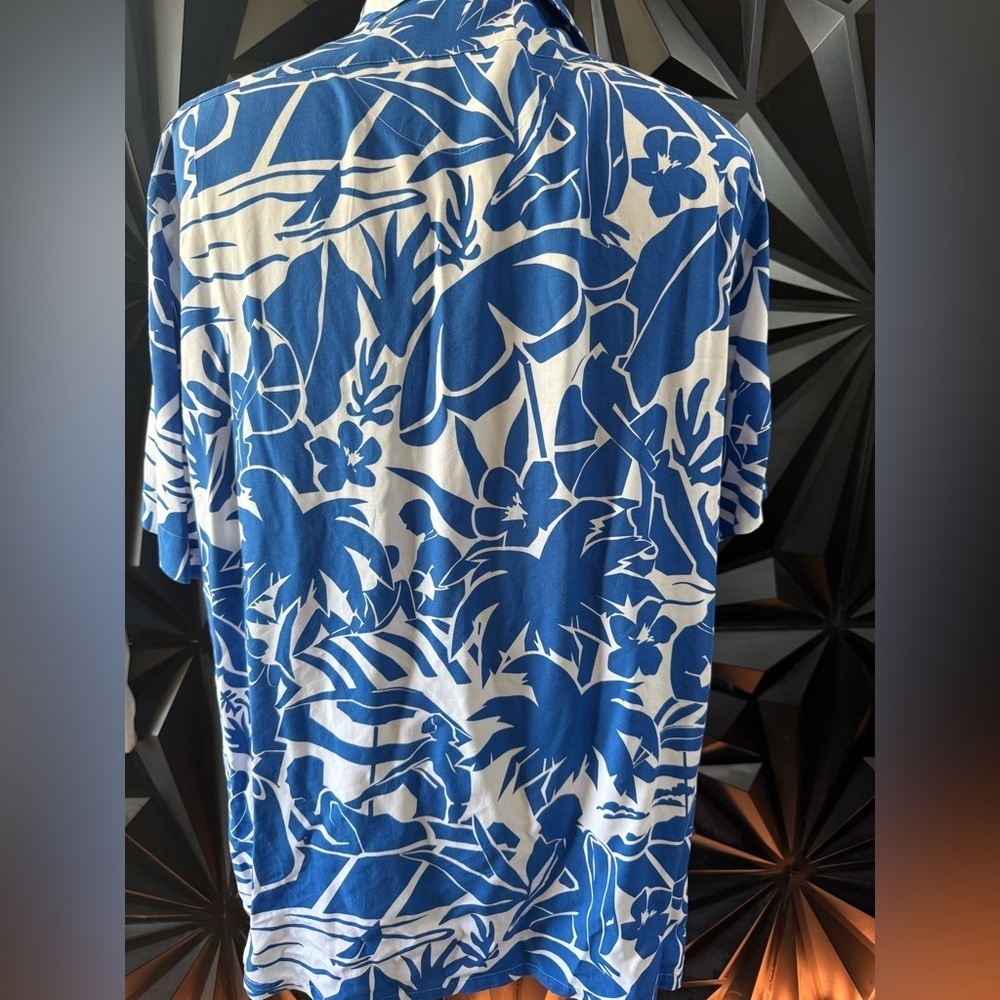 Polo Ralph Lauren Men's XXL Blue White Tropical Hawaiian Shirt - Picture 3 of 3